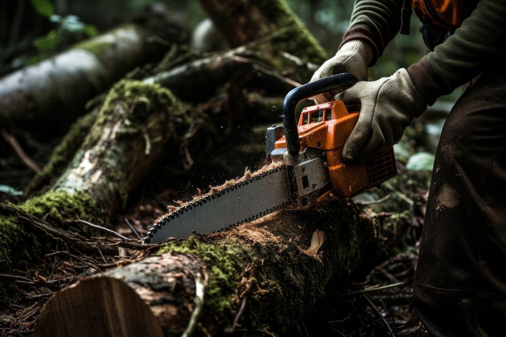 Chainsaw tool tree protection. AI generated Image by rawpixel.
