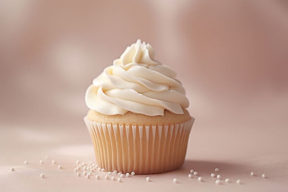 Home made white cupcake dessert icing cream. AI generated Image by rawpixel.
