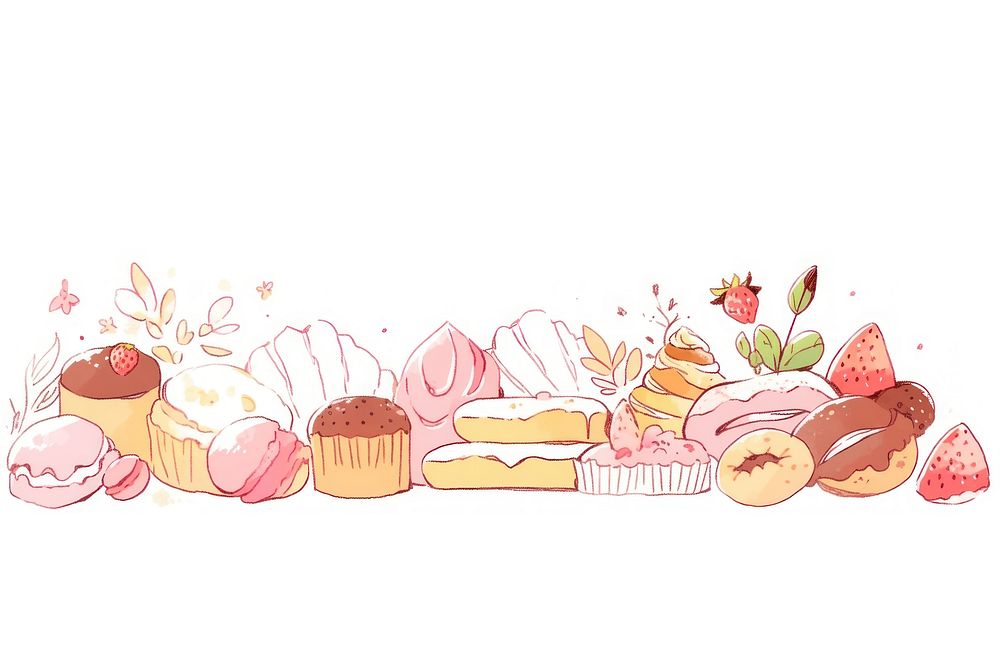 Bakery dessert drawing food. AI generated Image by rawpixel.