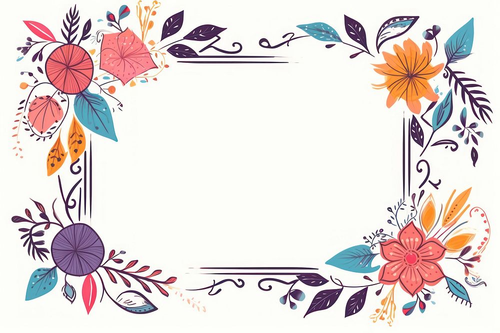 Cute doodle ornament frame graphics pattern flower. AI generated Image by rawpixel.