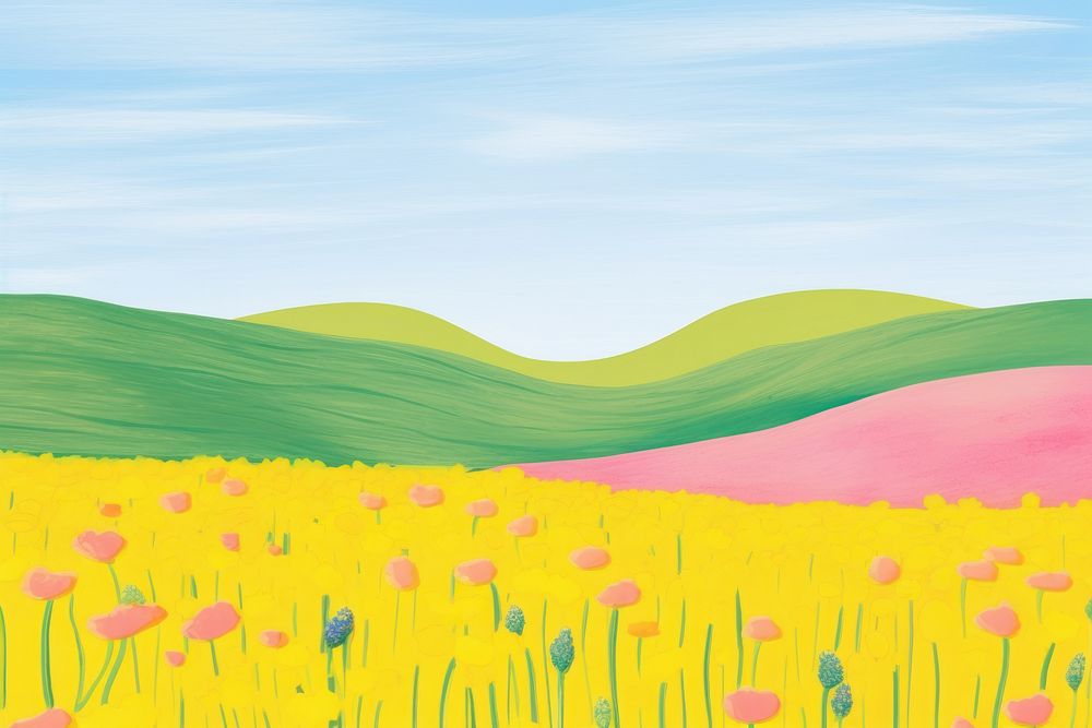 Flower landscape backgrounds grassland. AI generated Image by rawpixel.