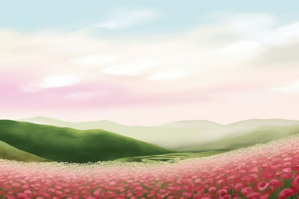 Flower landscape backgrounds outdoors. AI generated Image by rawpixel.