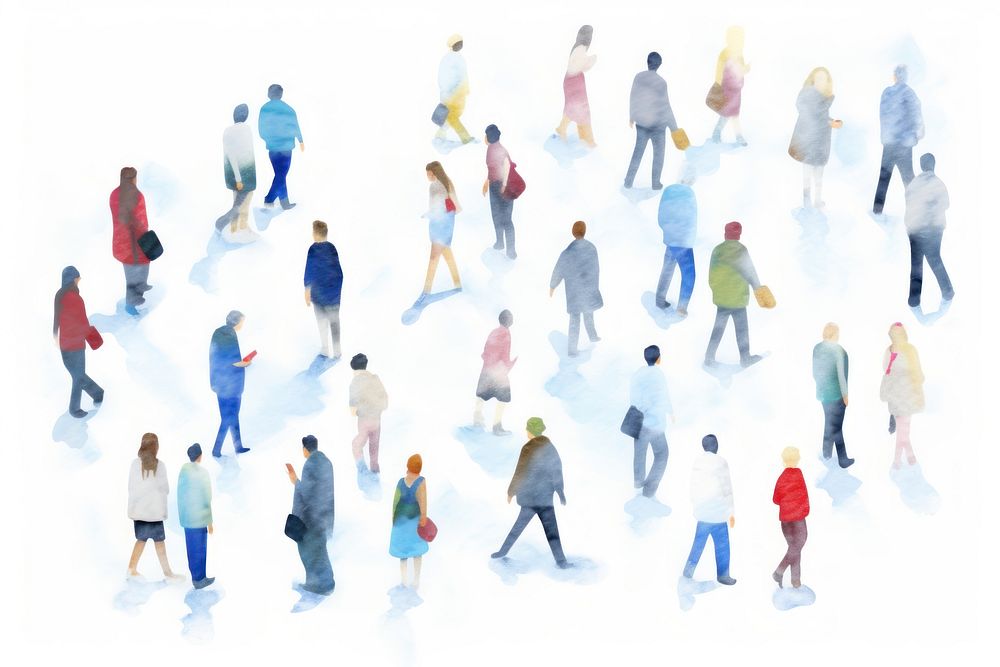 People backgrounds walking white background. AI generated Image by rawpixel.