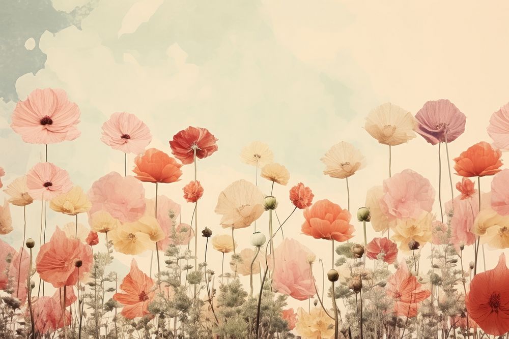 Flower background backgrounds outdoors painting. AI generated Image by rawpixel.
