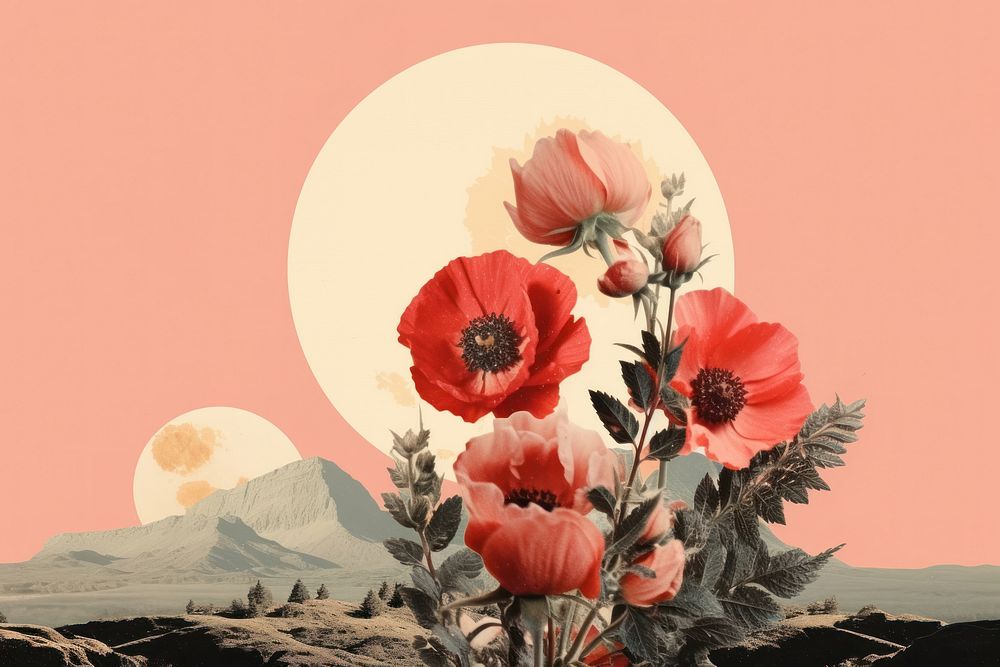 Flower background outdoors nature poppy. AI generated Image by rawpixel.