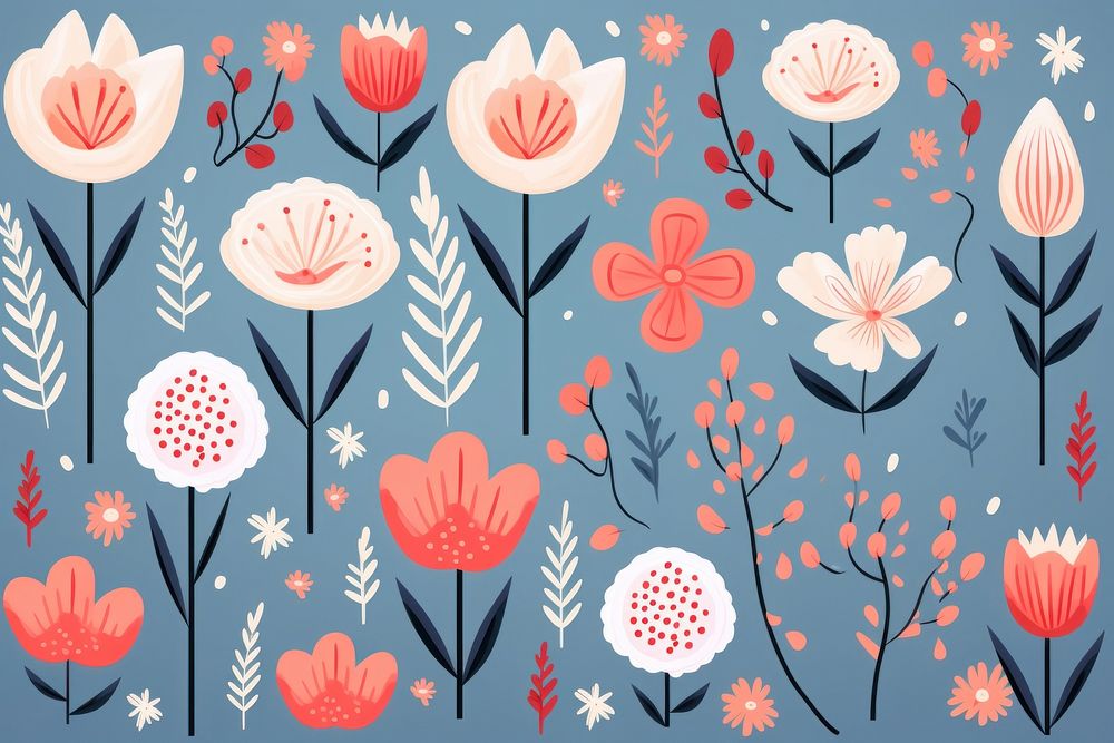 Flower pattern graphics nature. AI generated Image by rawpixel.