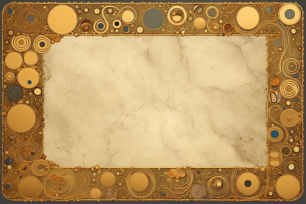 Gustav klimt inspired ornament frame backgrounds blackboard weathered. AI generated Image by rawpixel.
