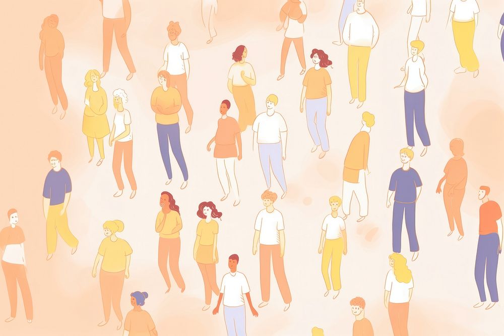 People walking cartoon line. AI generated Image by rawpixel.