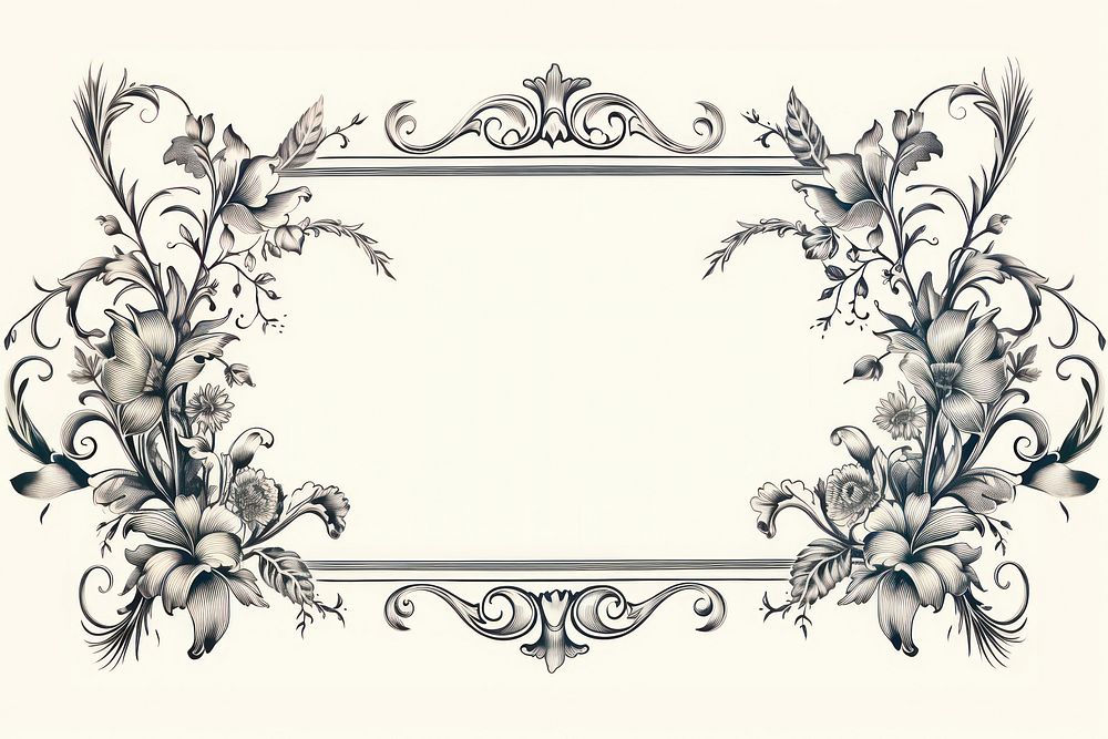 Line art ornament frame graphics pattern calligraphy. AI generated Image by rawpixel.