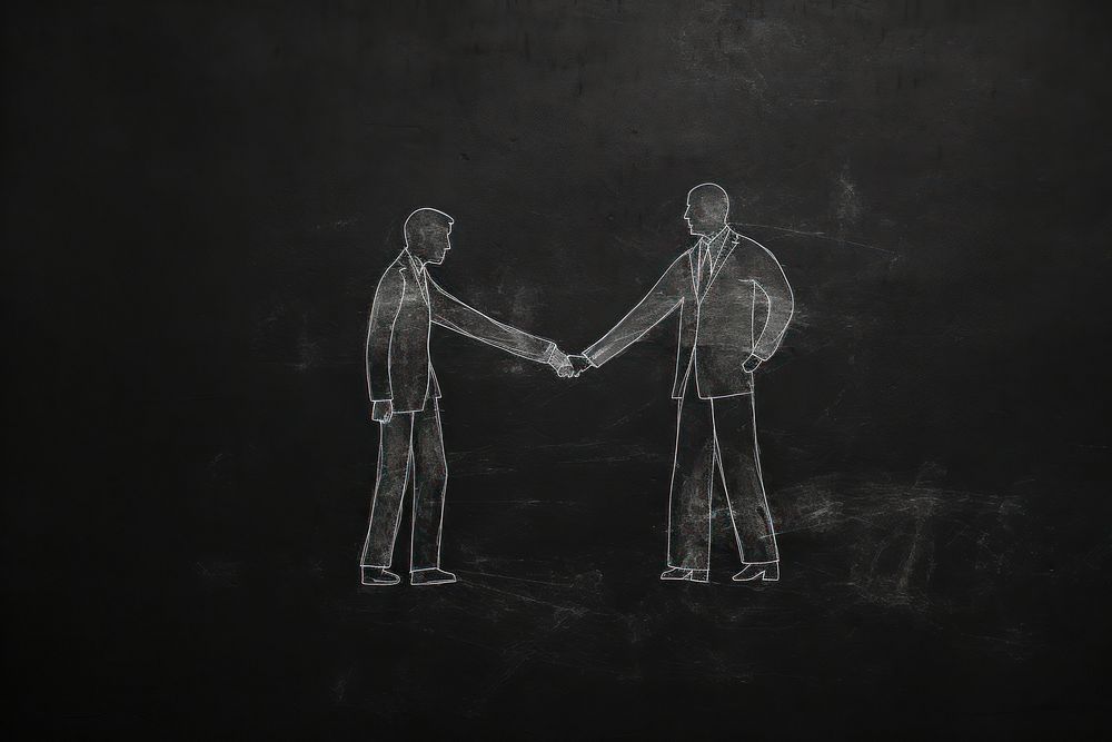 Business people shaking hands blackboard drawing chalk. AI generated Image by rawpixel.