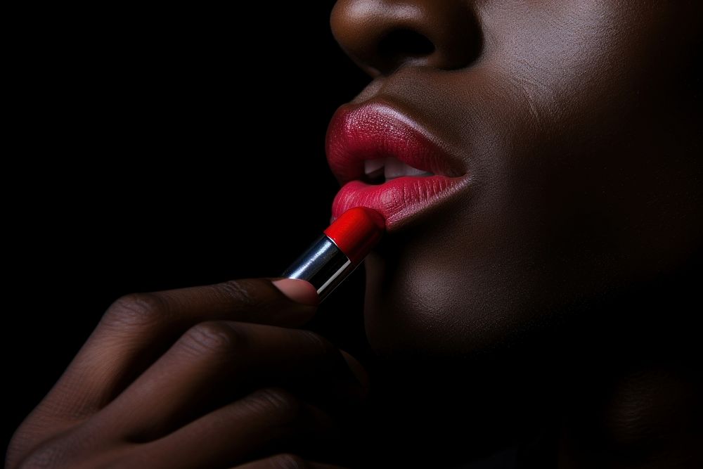 Man applying lipstick cosmetics adult black. AI generated Image by rawpixel.
