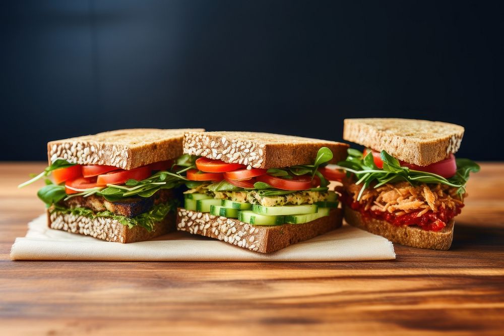 Vegetarian multigrain sandwiches lunch food meal. AI generated Image by rawpixel.