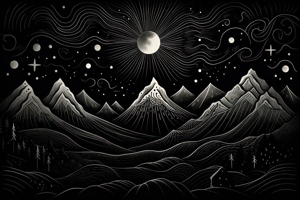 Mountain astronomy pattern nature. AI generated Image by rawpixel.