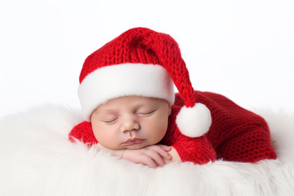 Baby in Santa newborn sleeping portrait. AI generated Image by rawpixel.