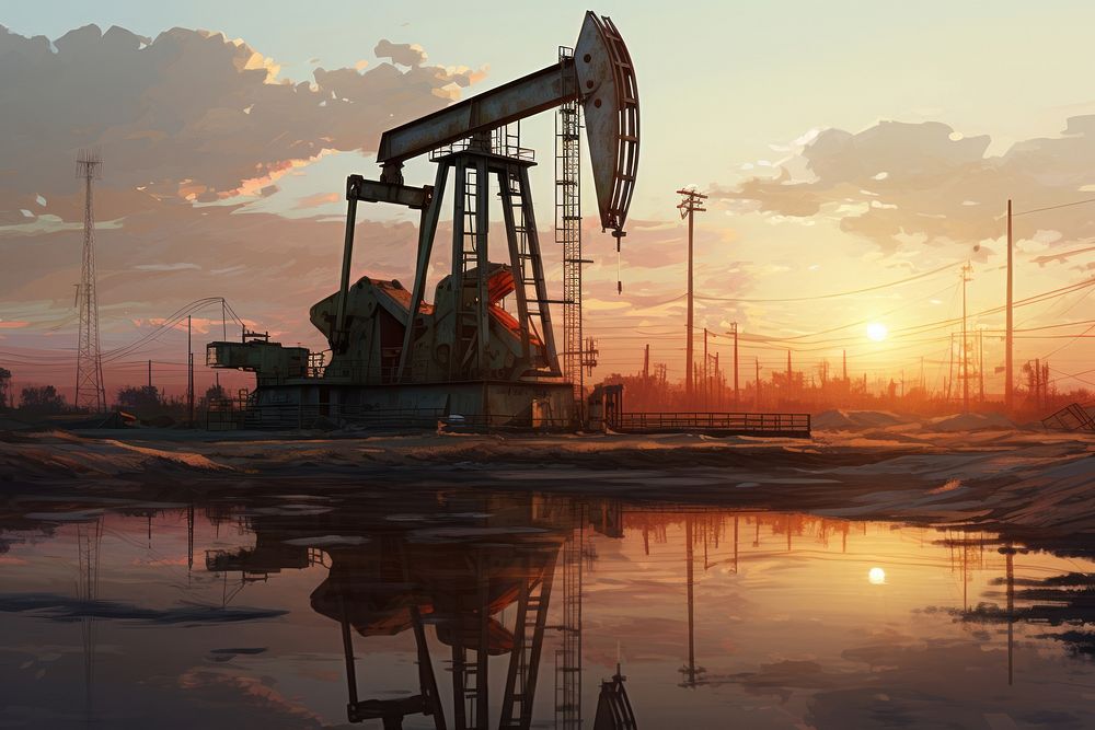 Oil industry equipment outdoors architecture. AI generated Image by rawpixel.