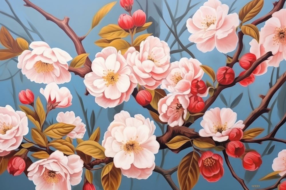 Flower painting backgrounds blossom. AI generated Image by rawpixel.