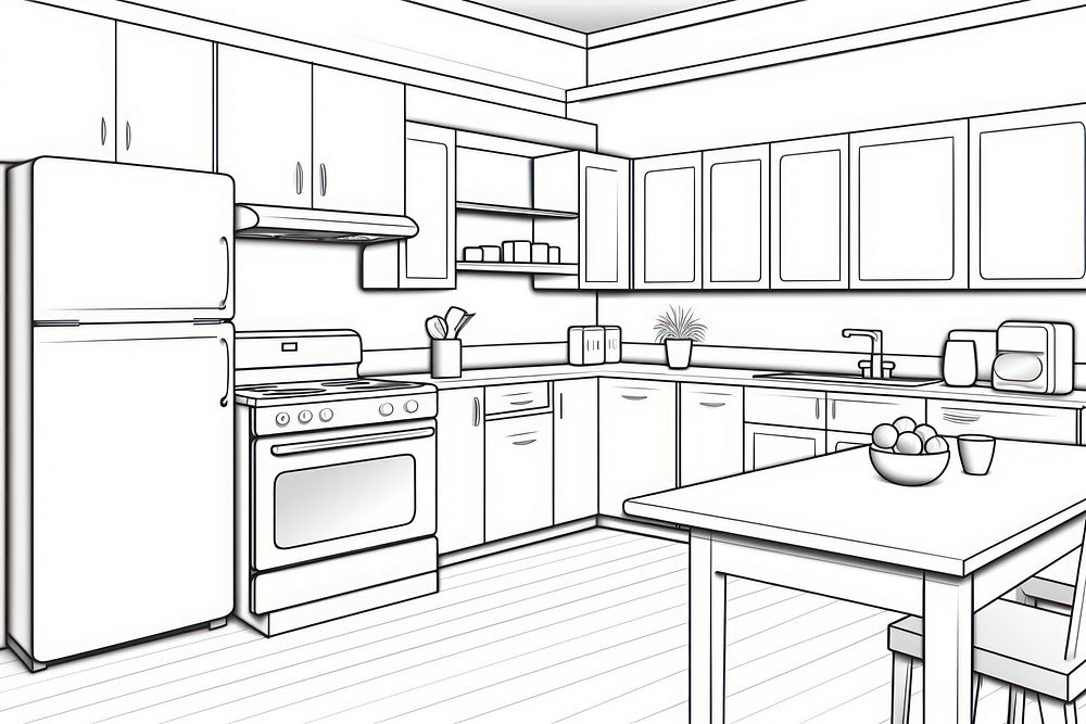Kitchen room refrigerator appliance outline. AI generated Image by rawpixel.