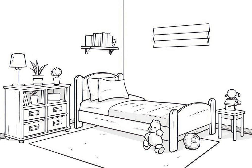 Kids room furniture bedroom drawing. AI generated Image by rawpixel.