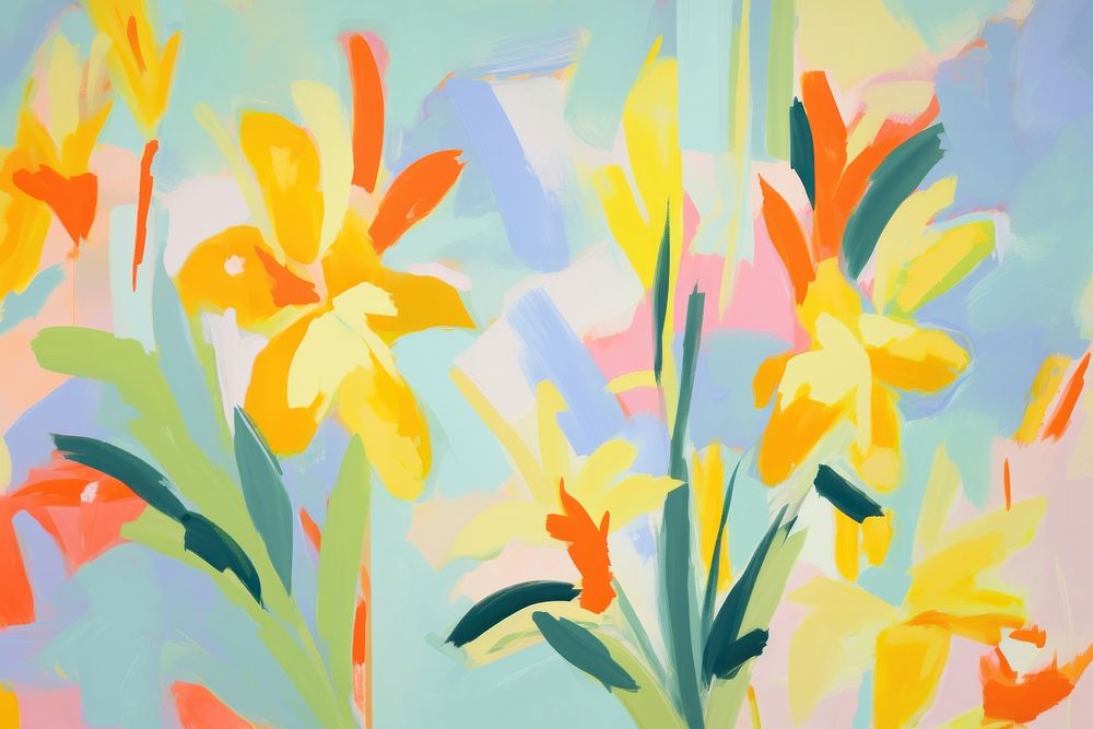 Tropical flowers painting backgrounds pattern. AI generated Image by rawpixel.