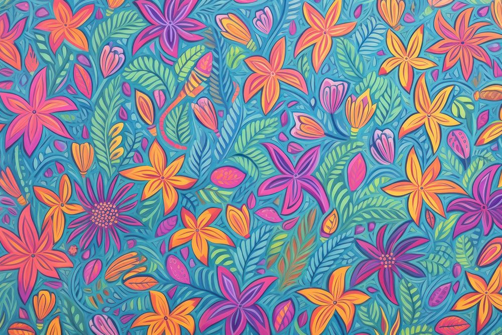 Tropical flowers pattern backgrounds art creativity. AI generated Image by rawpixel.