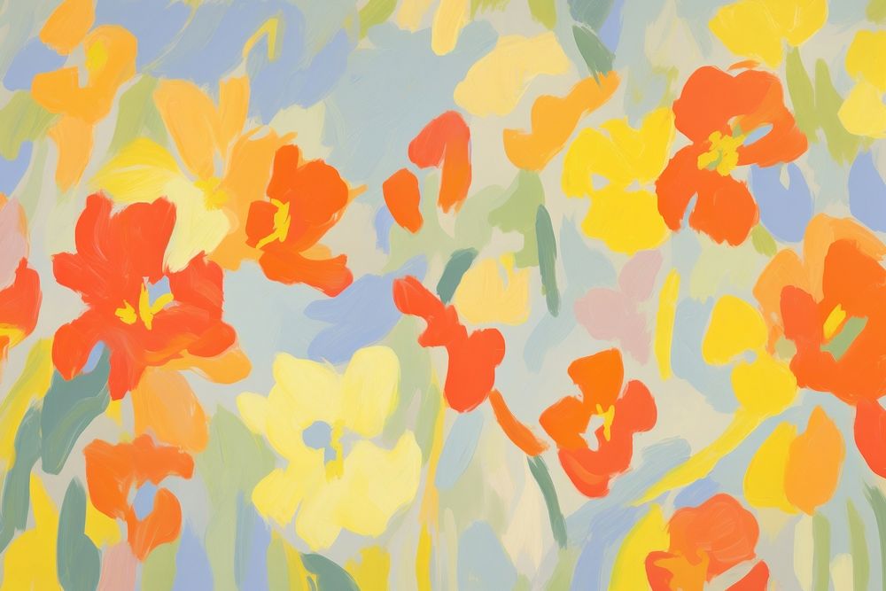 Tropical flowers pattern painting backgrounds petal. AI generated Image by rawpixel.