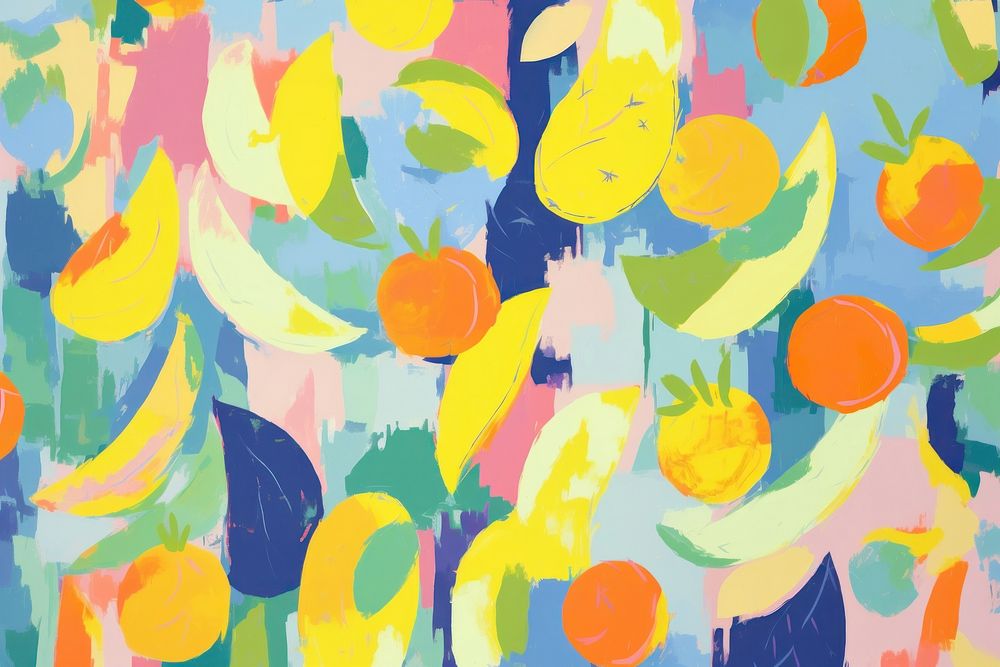 Tropical fruits pattern painting backgrounds art. AI generated Image by rawpixel.