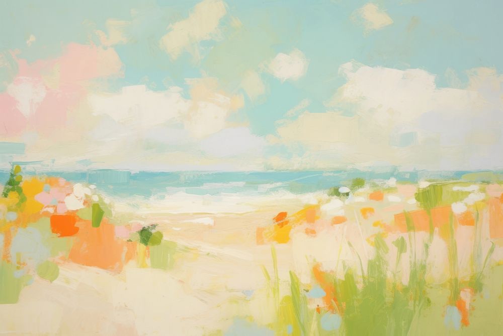 Summer beach painting backgrounds landscape. AI generated Image by rawpixel.