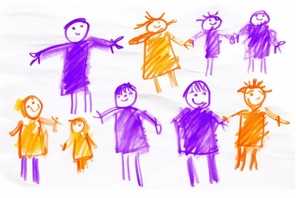 People drawing child purple. AI generated Image by rawpixel.
