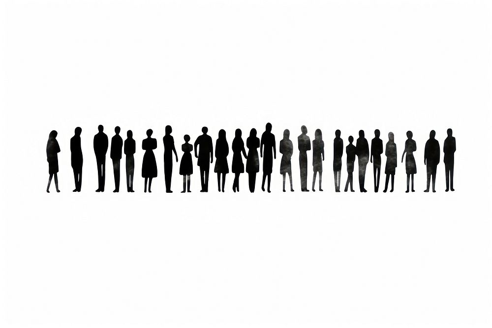 People silhouette white background togetherness. AI generated Image by rawpixel.