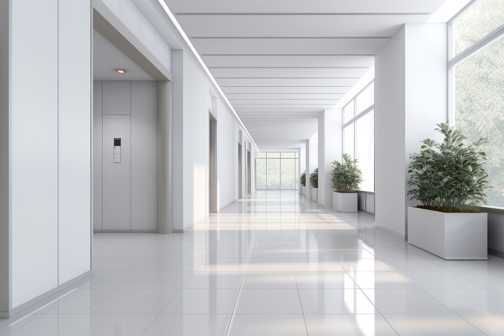 Office corridor architecture building. AI generated Image by rawpixel.
