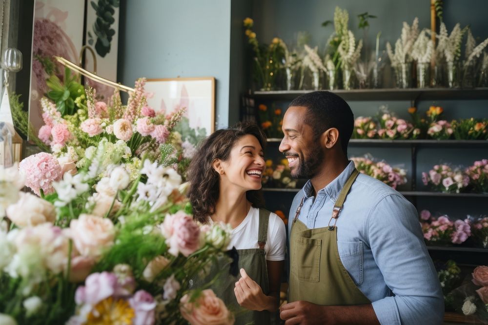 Flower shop owners wedding adult plant. AI generated Image by rawpixel.