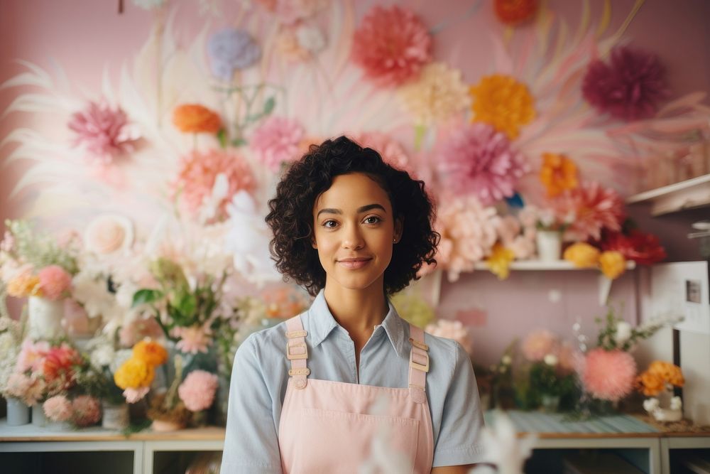 Flower shop owner adult woman entrepreneur. 