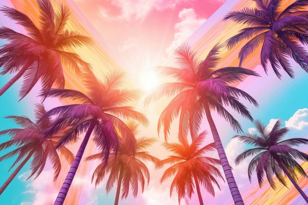 Palm trees in the sun summer backgrounds outdoors. AI generated Image by rawpixel.