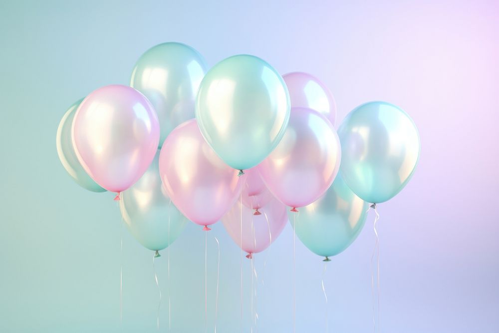 Pastel hologram balloons celebration anniversary decoration. AI generated Image by rawpixel.