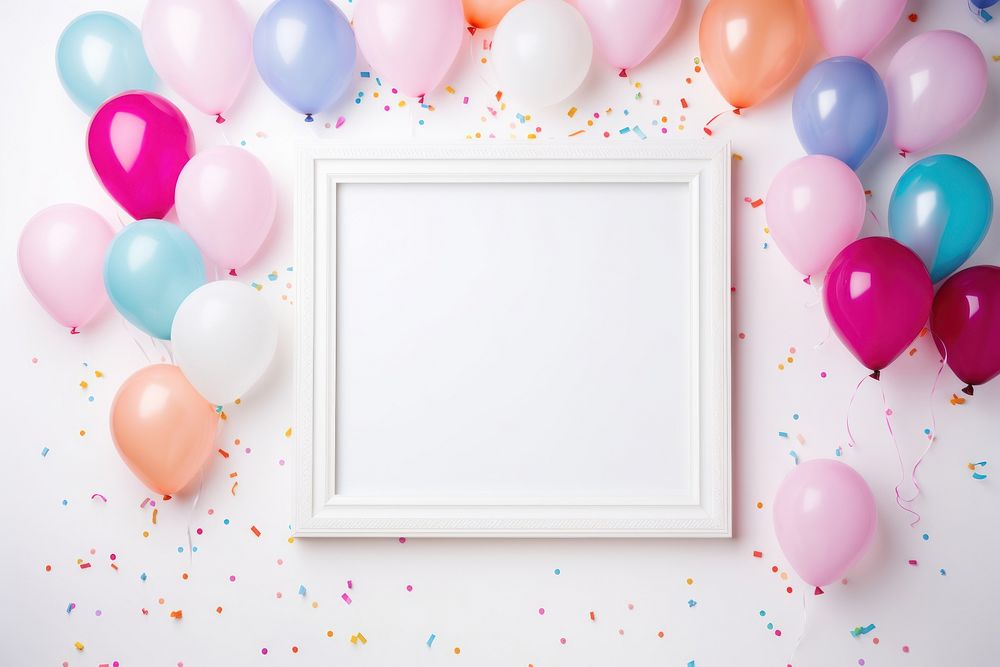 Colorful balloons frame celebration anniversary. AI generated Image by rawpixel.