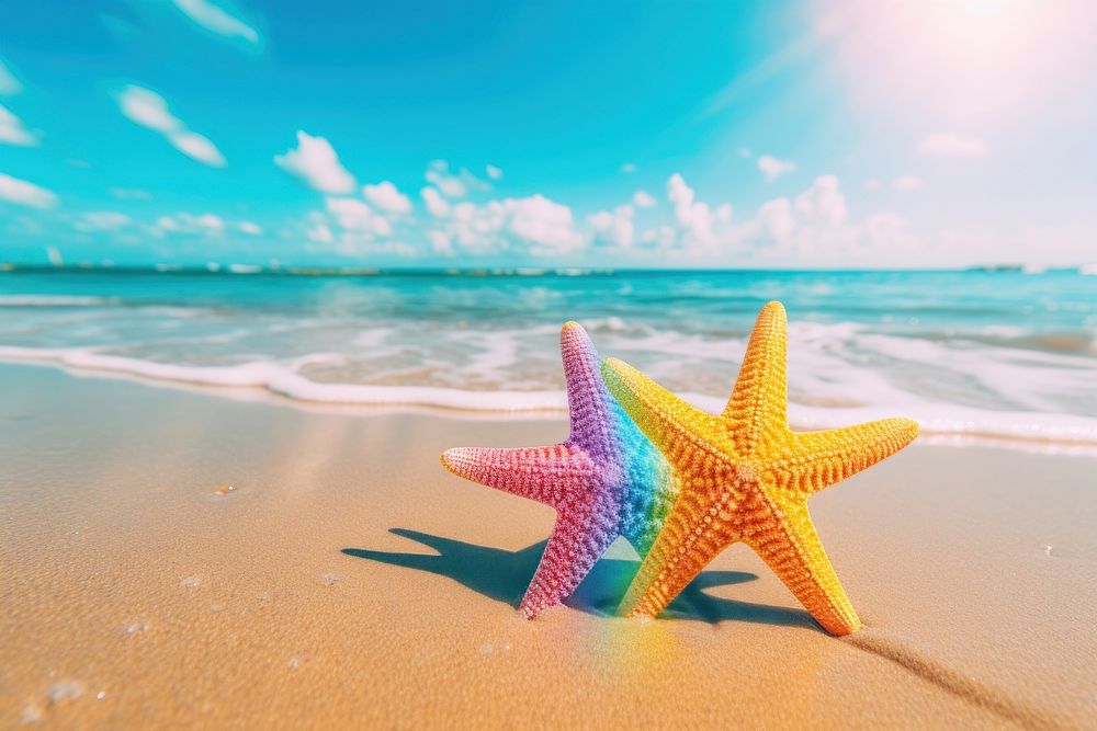 Starfish on sand beach outdoors nature summer. AI generated Image by rawpixel.