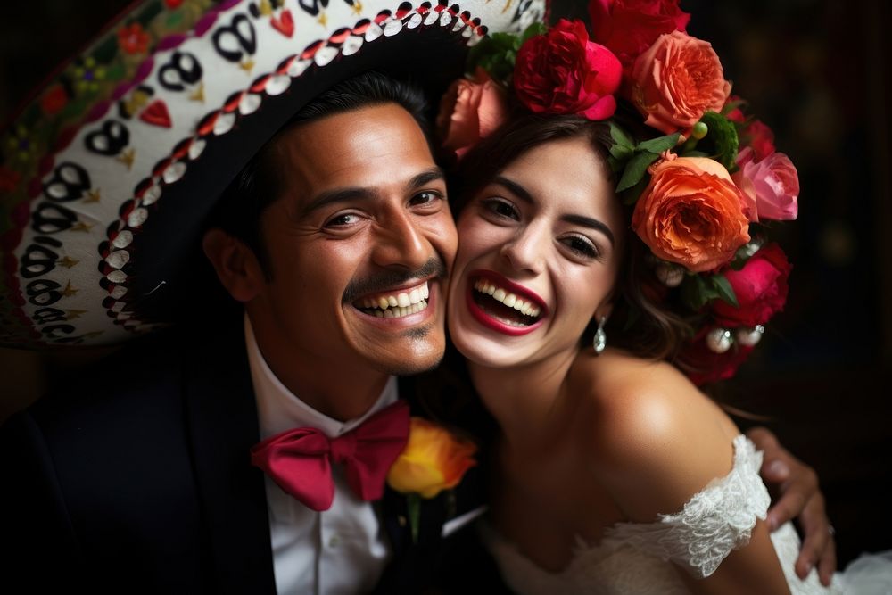 Hispanic wedding bride sombrero. AI generated Image by rawpixel.