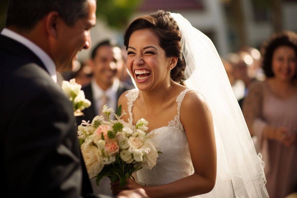 Hispanic wedding ceremony laughing. AI generated Image by rawpixel.