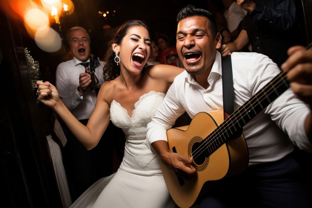 Hispanic couple wedding musician party. AI generated Image by rawpixel.