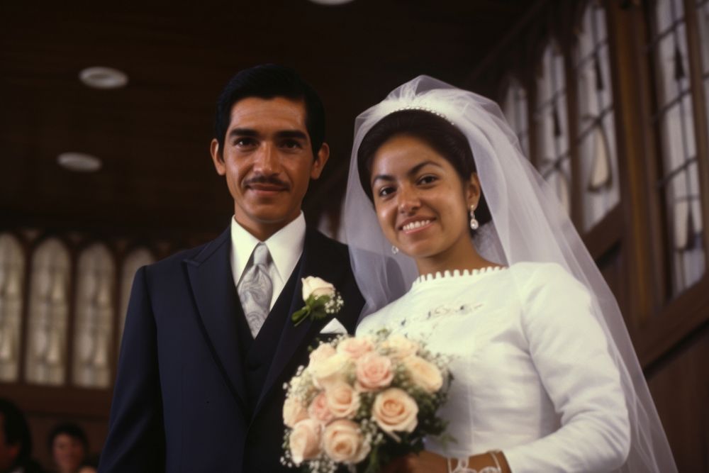 Hispanic couple wedding flower adult. AI generated Image by rawpixel.