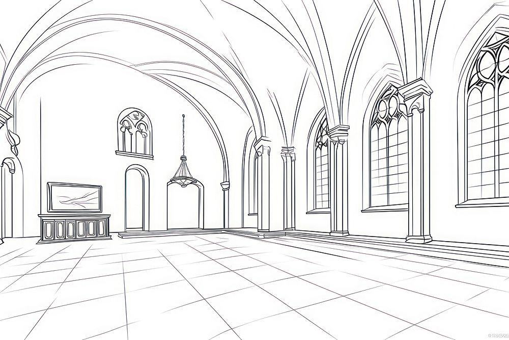 Kirchen room architecture drawing sketch. AI generated Image by rawpixel.