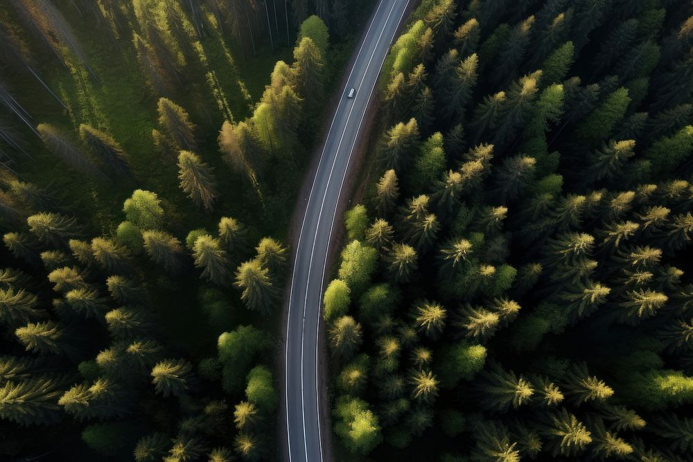 Pine forest road outdoors nature. AI generated Image by rawpixel.