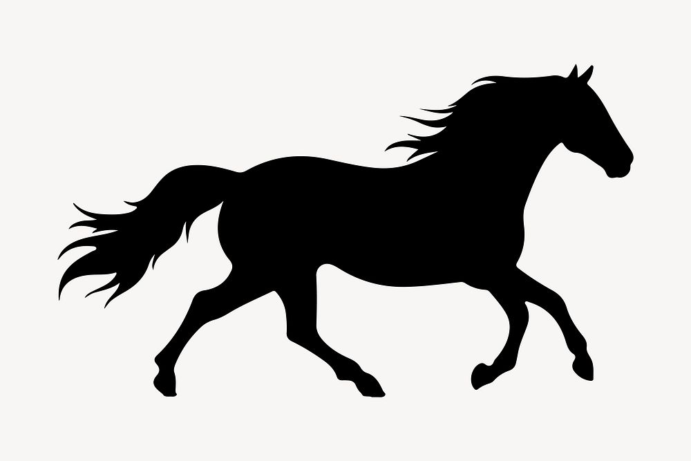 Running horse silhouette animal mammal.