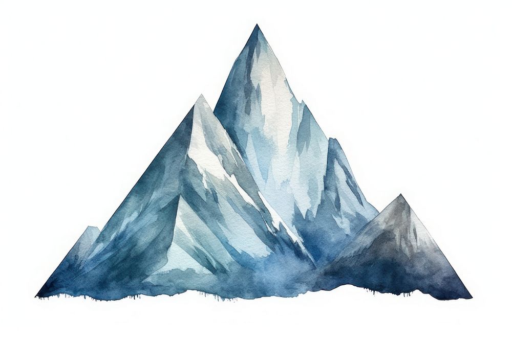 Winter mountain nature ice watercolor paint. AI generated Image by rawpixel.