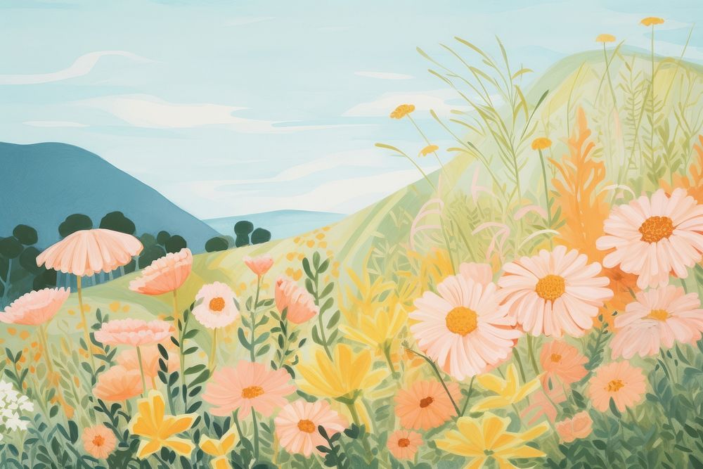 Flower background outdoors painting nature. AI generated Image by rawpixel.