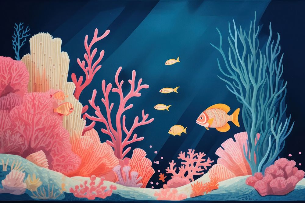 Coral reef with fish aquarium outdoors nature. AI generated Image by rawpixel.
