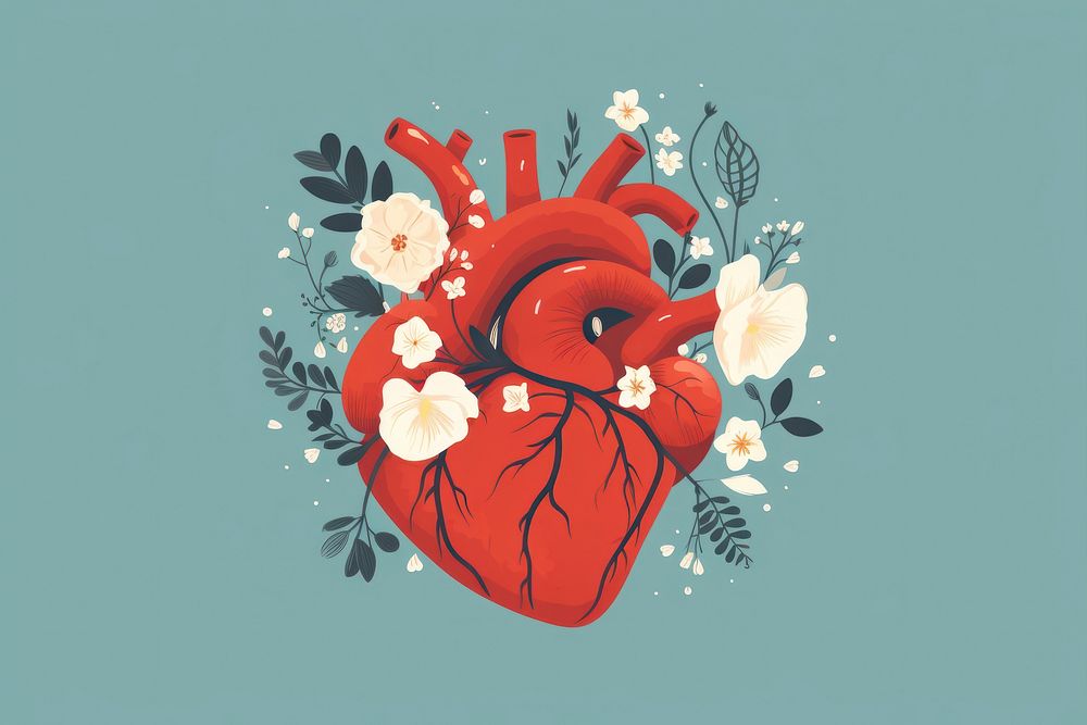 Heart flower creativity graphics. AI generated Image by rawpixel.