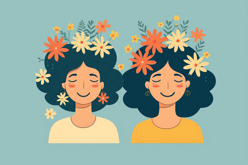 Female flower head togetherness. AI generated Image by rawpixel.