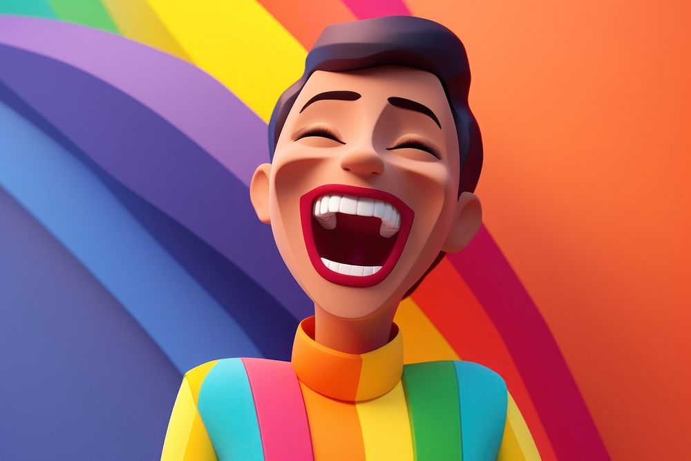 Young LGBT person laughing smile face. AI generated Image by rawpixel.