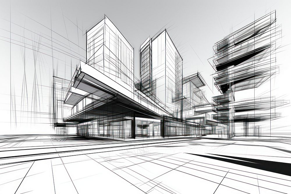 Architecture urban building drawing abstract | Free Photo Illustration ...